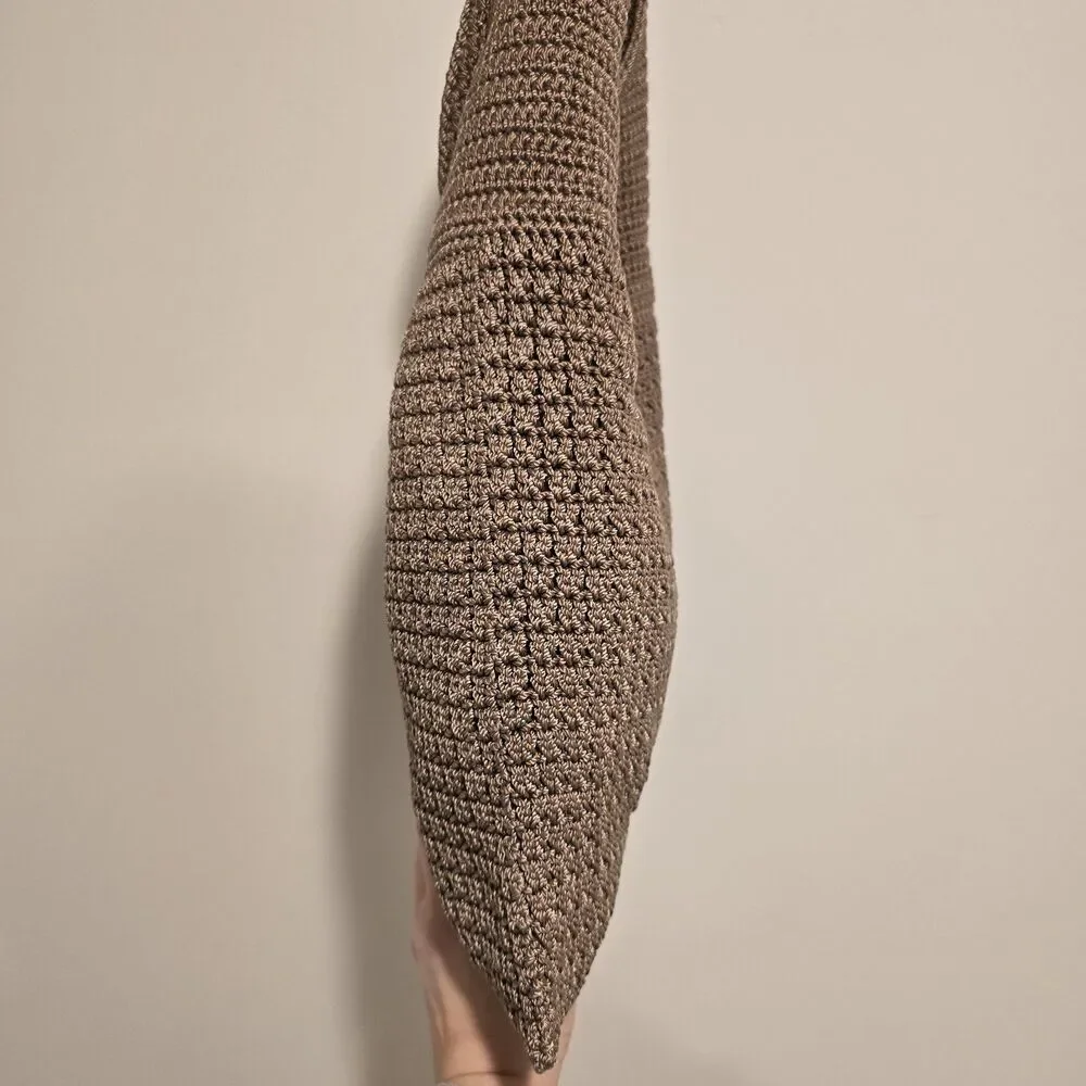 Vintage Knit Woven Hobo Bag Brown Taupe Crochet Crossbody Boho Hippie 90s Y2k